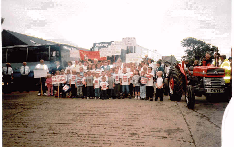Hermon school campaign marchers meet up with the tractors at Eglwyswrw